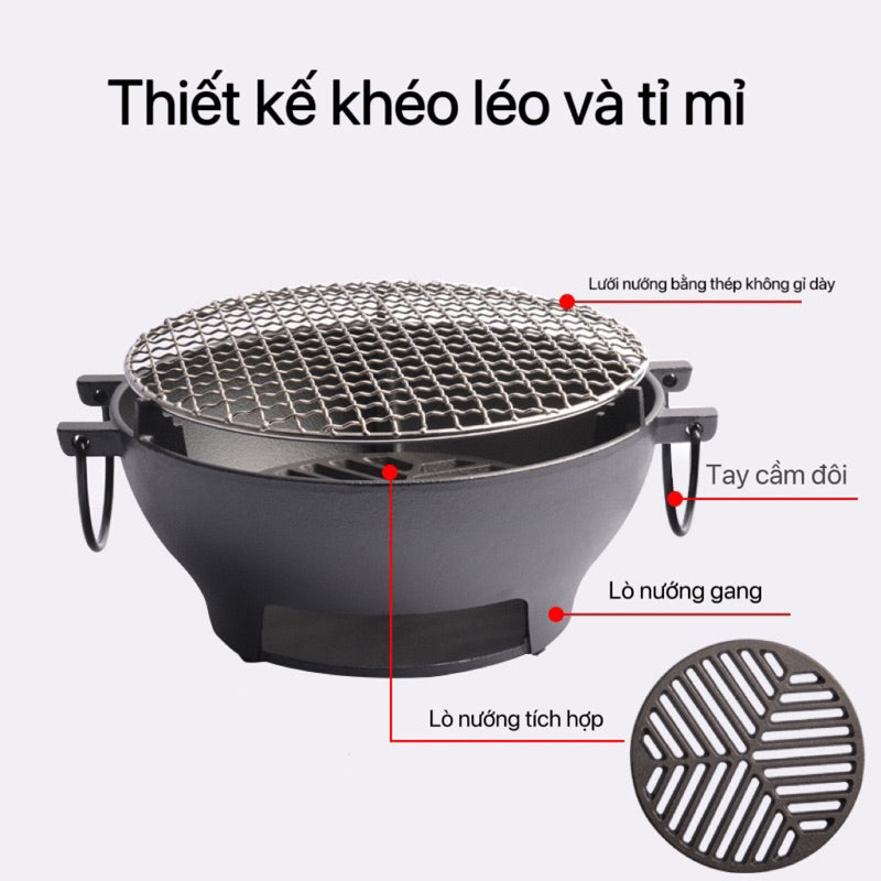 Sp03-Bếp gang nướng than hoa, bếp gang nướng thịt BBQ