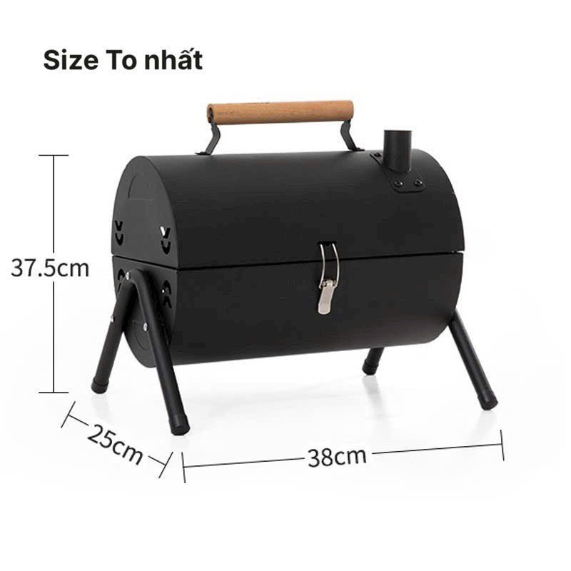 Sp04-Bếp Nướng Than Hoa Dã Ngoại BBQ Ngoài Trời Chất Thép Không Gỉ, Kèm Vỉ Nướng Inox Khay Đựng Than, Bếp Nướng Thịt Dã Ngoại