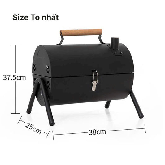 Sp04-Bếp Nướng Than Hoa Dã Ngoại BBQ Ngoài Trời Chất Thép Không Gỉ, Kèm Vỉ Nướng Inox Khay Đựng Than, Bếp Nướng Thịt Dã Ngoại