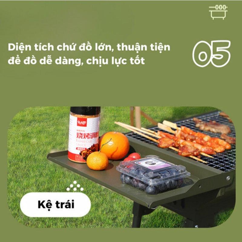 Sp05-Bếp Nướng Than BBQ Ngoài Trời Gấp Gọn Chắc Chắn, Bếp Nướng Dã Ngoại Du Lịch Tiện Lợi Dễ Dùng Gọn Nhẹ