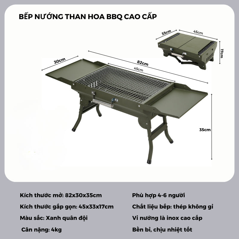 Sp05-Bếp Nướng Than BBQ Ngoài Trời Gấp Gọn Chắc Chắn, Bếp Nướng Dã Ngoại Du Lịch Tiện Lợi Dễ Dùng Gọn Nhẹ