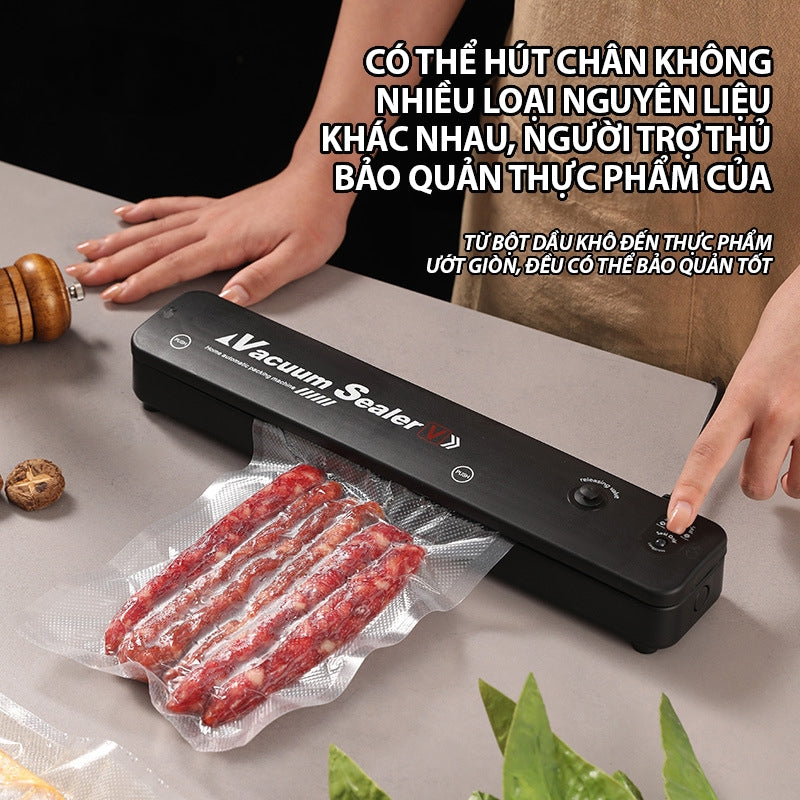 Sp06-Máy hút chân không thực phẩm và hàn miệng túi Vacuum Sealer tặng 10 túi hút