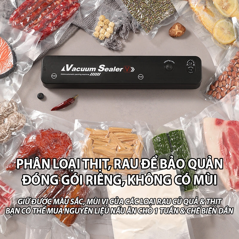 Sp06-Máy hút chân không thực phẩm và hàn miệng túi Vacuum Sealer tặng 10 túi hút