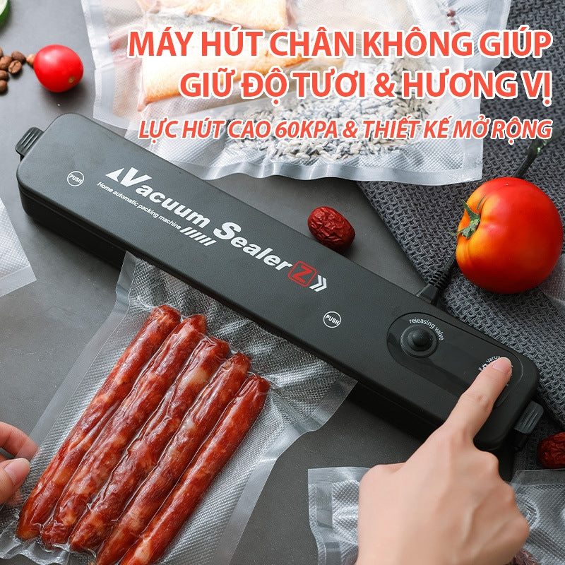 Sp06-Máy hút chân không thực phẩm và hàn miệng túi Vacuum Sealer tặng 10 túi hút