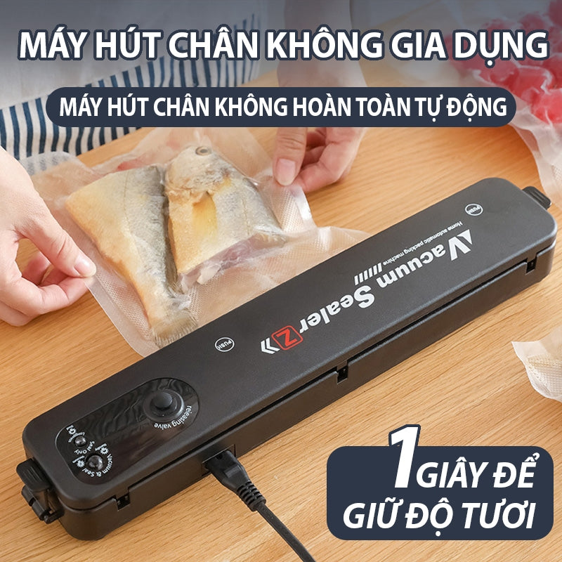 Sp06-Máy hút chân không thực phẩm và hàn miệng túi Vacuum Sealer tặng 10 túi hút